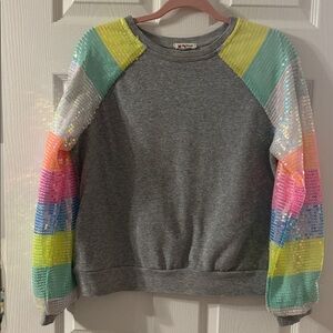 Glitzy Mermaid Sweatshirt With Sequin Sleeves